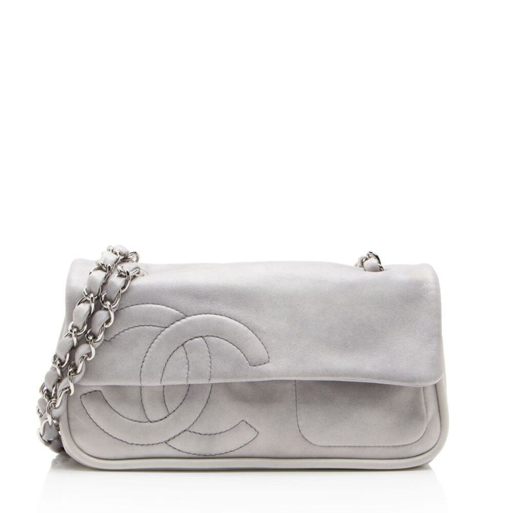 Chanel Calfskin Diagonal CC Flap Shoulder Bag